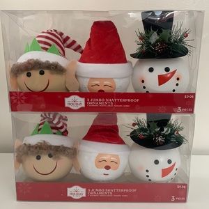 Christmas Holiday Time Jumbo Shattered Proof Ornaments Bundle.